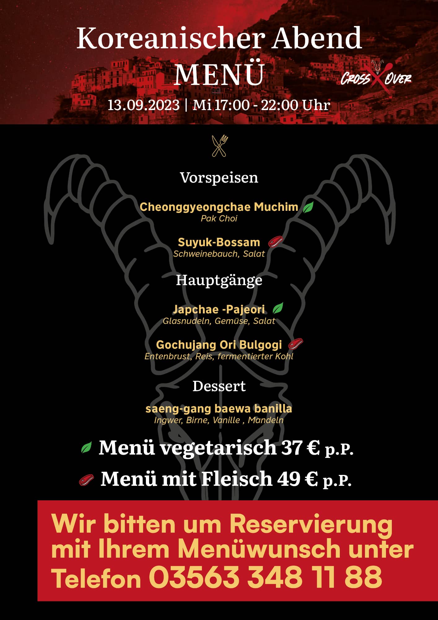 Restaurant CrossOver - Menü koreanischer Abend
