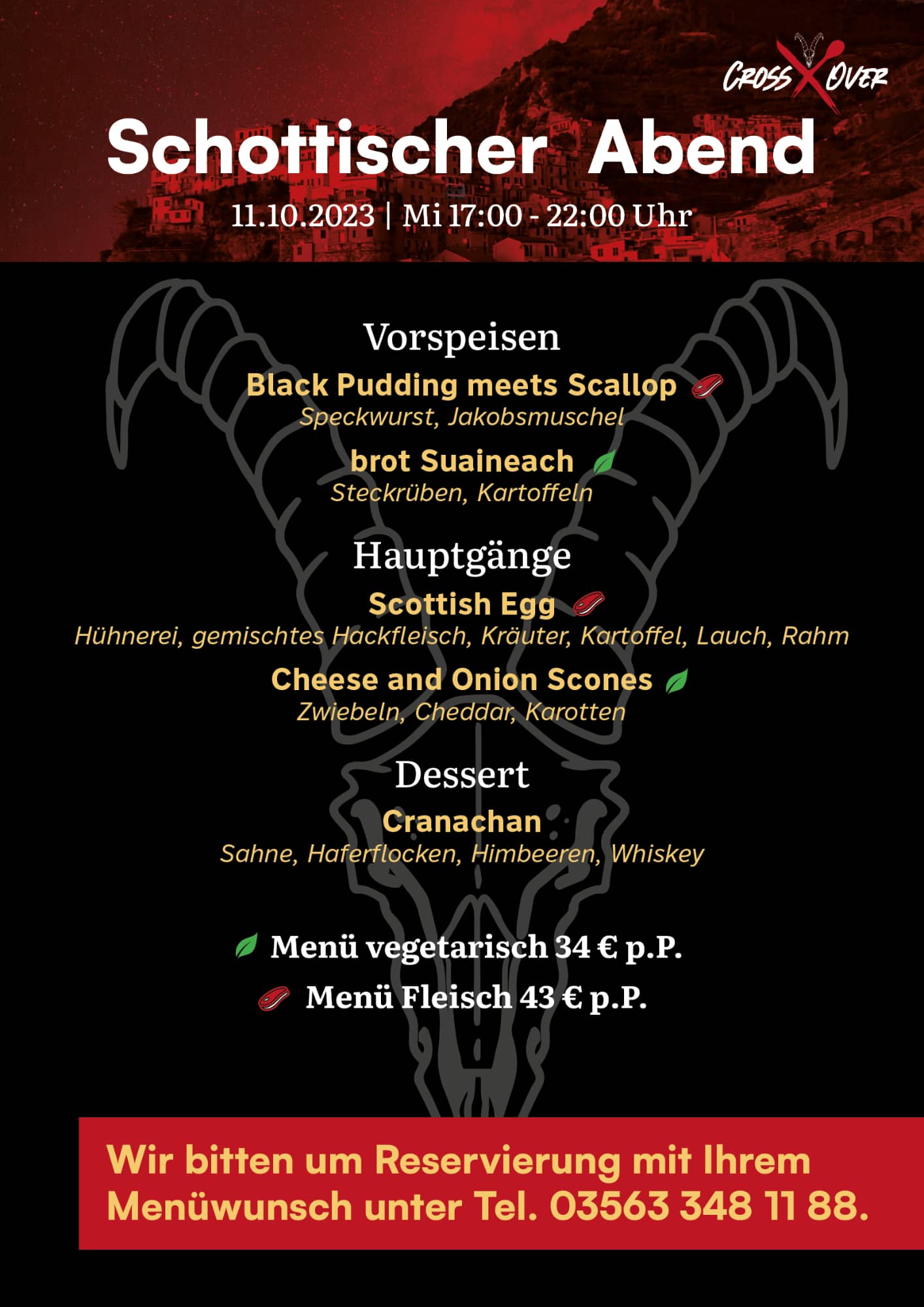 Restaurant CrossOver - Menü schottischer Abend