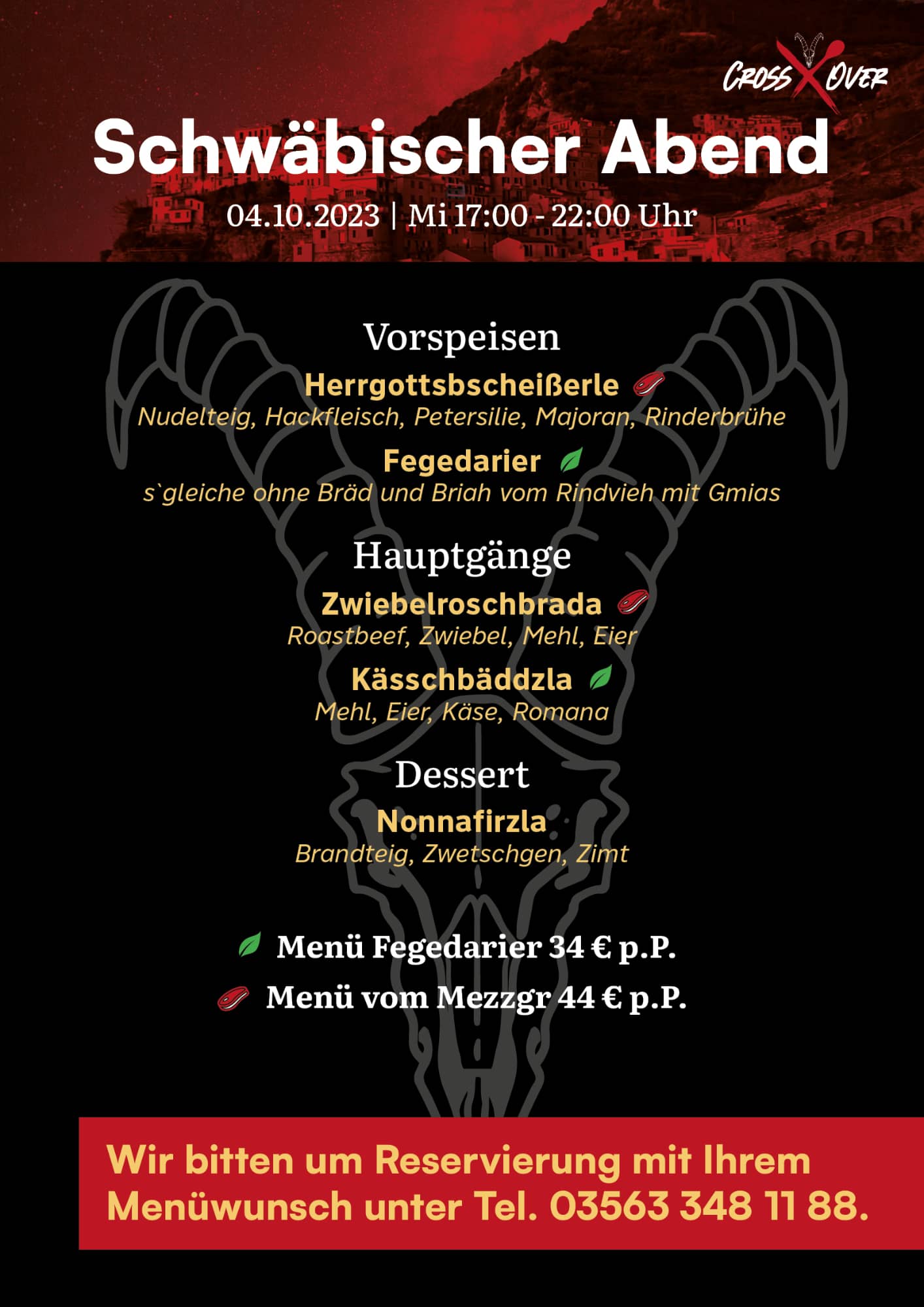 Restaurant CrossOver - Menü schwäbischer Abend